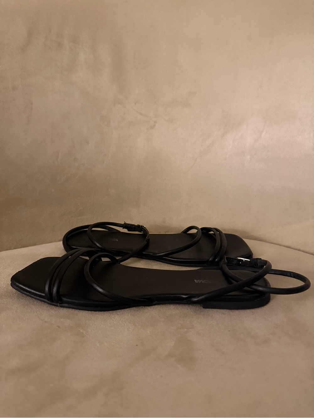 Fashion Nova Black Strappy Flat Sandals